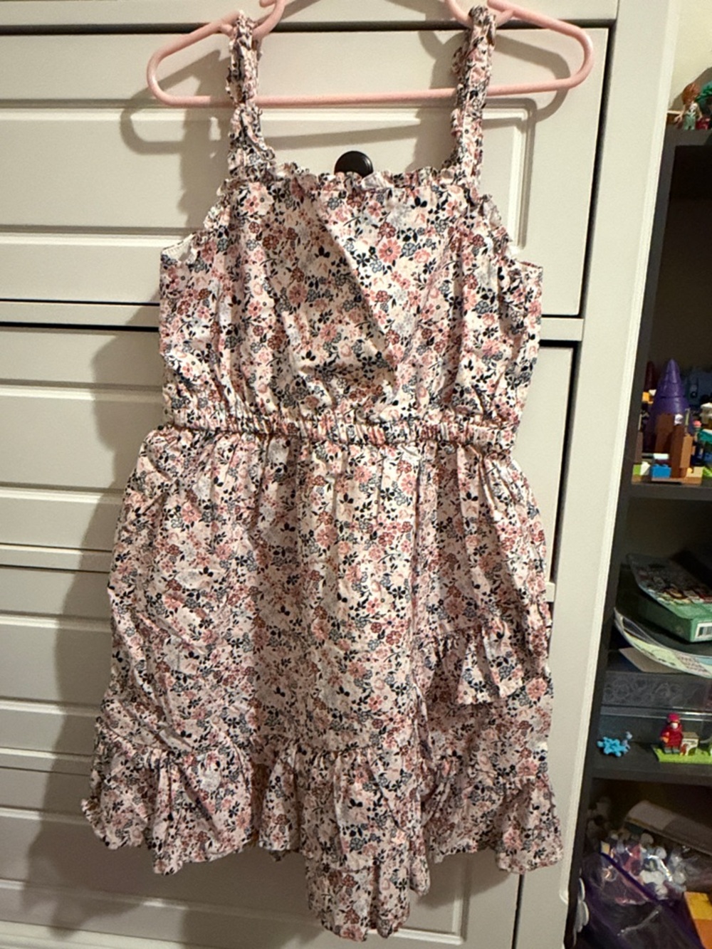 Janie and Jack White Dress with Pink and Navy Floral Print